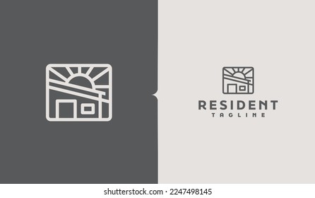 Residence Monoline Logo Template. Universal creative premium symbol. Vector illustration