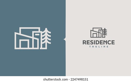 Residence Monoline Logo Template. Universal creative premium symbol. Vector illustration