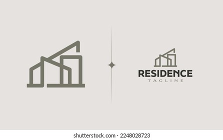 Residence Monoline Logo Template. Universal creative premium symbol. Vector illustration