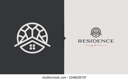 Residence Monoline Logo Template. Universal creative premium symbol. Vector illustration