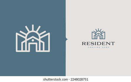 Residence Monoline Logo Template. Universal creative premium symbol. Vector illustration