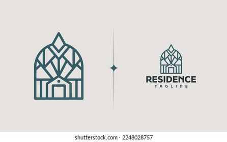 Residence Monoline Logo Template. Universal creative premium symbol. Vector illustration