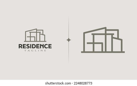 Residence Monoline Logo Template. Universal creative premium symbol. Vector illustration