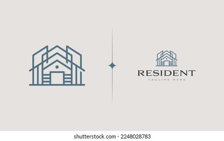 Residence Monoline Logo Template. Universal creative premium symbol. Vector illustration