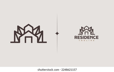 Residence Monoline Logo Template. Universal creative premium symbol. Vector illustration