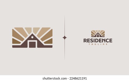 Residence Monoline Logo Template. Universal creative premium symbol. Vector illustration