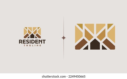 Residence Monoline Logo Template. Universal creative premium symbol. Vector illustration