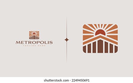 Residence Monoline Logo Template. Universal creative premium symbol. Vector illustration