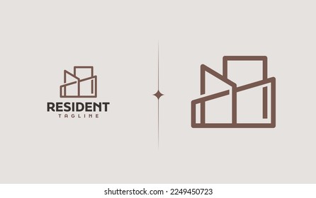 Residence Monoline Logo Template. Universal creative premium symbol. Vector illustration