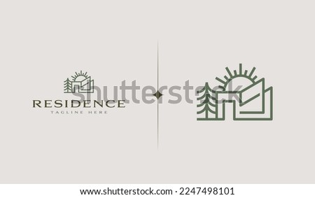 Residence Monoline Logo Template. Universal creative premium symbol. Vector illustration
