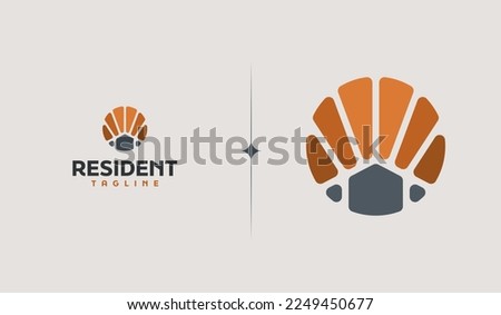 Residence Monoline Logo Template. Universal creative premium symbol. Vector illustration