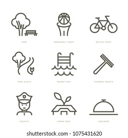 Residence services icons set. Vector line icons. 