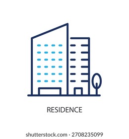 Iconos de línea delgada de residencia. Ilustración vectorial original.