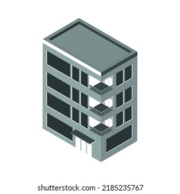 residencial building city, isometric icon