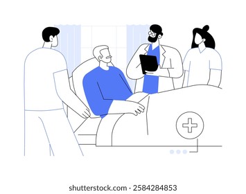 Residency training isolated cartoon vector illustrations. Students at postgraduate medical training, find out the state of patient health, doctoral degree, make a diagnosis vector cartoon.