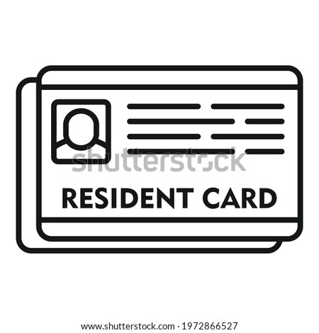 Resident card icon. Outline Resident card vector icon for web design isolated on white background