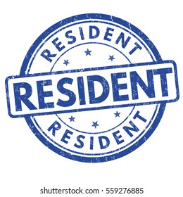 Resident grunge rubber stamp on white background, vector illustration