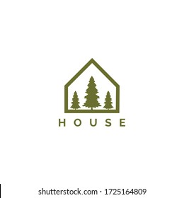 Resident Homes Vector Logo. Design template of pine tree and house that made from a simple scratch. it's good for symbolize a property or housing business.