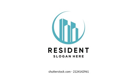 Plantilla de diseño de logotipo residente con concepto moderno