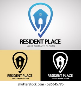 Resident Place Logo Design for Home, House, Property, Building Business. Vector Logo Template