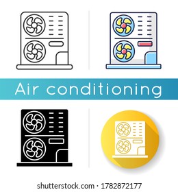Residential AC icon. Linear black and RGB color styles. Central interior environment conditioning, climate control. Professional home refrigeration system Isolated vector illustrations