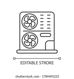Residential AC linear icon. Central interior environment conditioning, climate control thin line customizable illustration. Contour symbol. Vector isolated outline drawing. Editable stroke