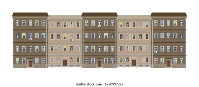 Wohnungsbau. Gefangen. Vektorgrafik, Flachdesign-Stil.