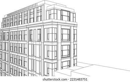 Residential Apartment building perspective 3D vector eps10