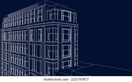 Residential Apartment building perspective 3D vector eps10 blueprint