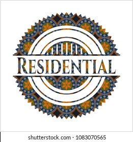  Residential arabesque emblem background. arabic decoration.