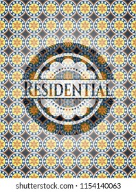 Residential arabic badge background. Arabesque decoration.