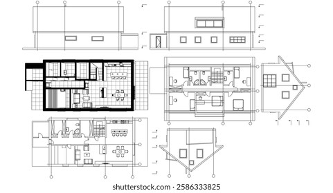 residential architecture house plan 3d illustration