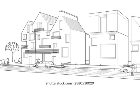 Wohnarchitektur Townhouse 3D Rendering
