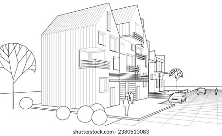 representación 3D de arquitectura residencial