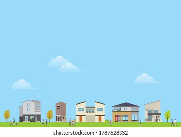 Residential Area Background Illustration Material Stock Vector (Royalty ...