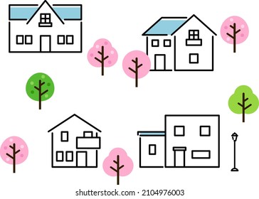 residential area of cherry tree and house