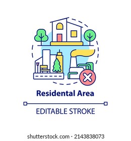 Residential Area Concept Icon. Land Use Classification Abstract Idea Thin Line Illustration. Permanent Residence. Isolated Outline Drawing. Editable Stroke. Arial, Myriad Pro-Bold Fonts Used