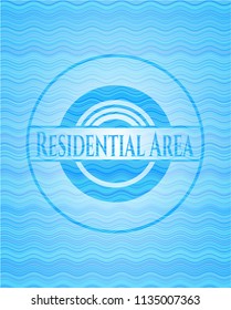 Residential Area sky blue water wave badge background.