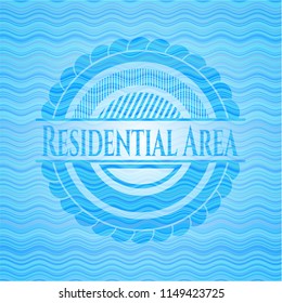 Residential Area sky blue water wave emblem background.