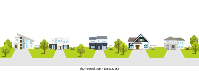 Residential area townscape ,white background