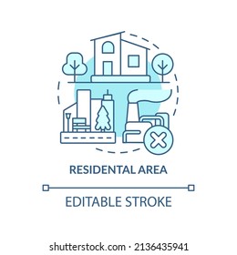 Residential Area Turquoise Concept Icon. Land Use Classification Abstract Idea Thin Line Illustration. Permanent Residence. Isolated Outline Drawing. Editable Stroke. Arial, Myriad Pro-Bold Fonts Used