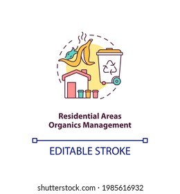 Residential Areas Organics Management Concept Icon. Organic Waste Diversion Idea Thin Line Illustration. Yard Trimmings, Recycling. Vector Isolated Outline RGB Color Drawing. Editable Stroke