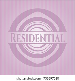 Residential badge with pink background