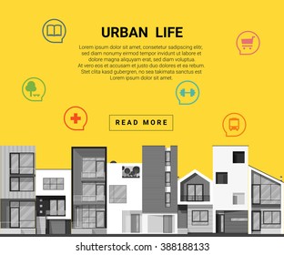 Residential banner and flat icon for web design , vector , illustration