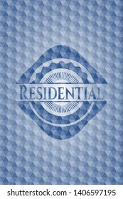Residential blue hexagon emblem. Vector Illustration. Detailed.