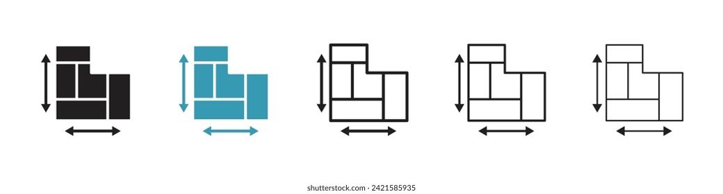 Residential Blueprint Vector Icon Set. Home Plan Drafting Vector Symbol for UI Design.