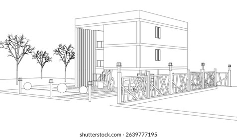 residential building concept 3d illustration