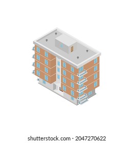Residential Building Isometric View. Modern town cityscape.