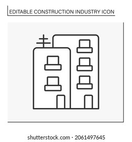  Residential building line icon. Buildings for private occupancy. Apartment building. Construction industry concept. Isolated vector illustration. Editable stroke