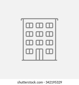 Residential building line icon for web, mobile and infographics. Vector dark grey icon isolated on light grey background.
